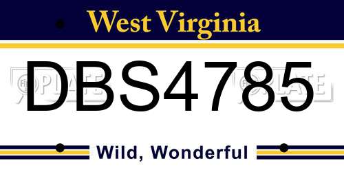 DBS4785 West Virginia License Plate