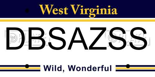 DBSAZSS West Virginia License Plate