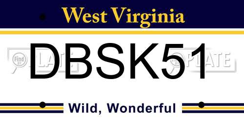 DBSK51 West Virginia License Plate