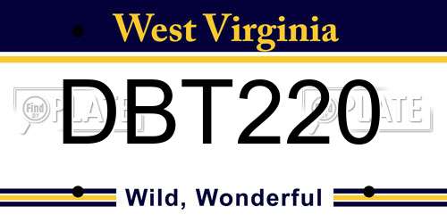 DBT220 West Virginia License Plate