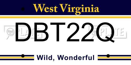 DBT22Q West Virginia License Plate