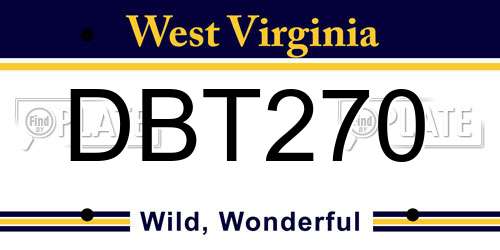 DBT270 West Virginia License Plate