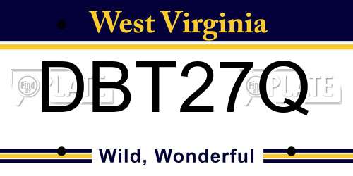 DBT27Q West Virginia License Plate