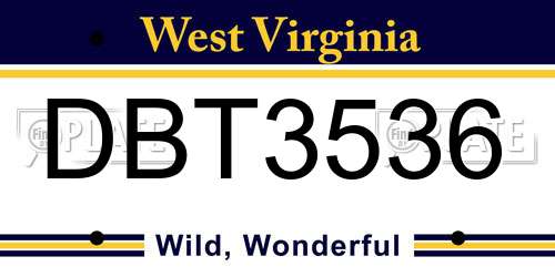 DBT3536 West Virginia License Plate