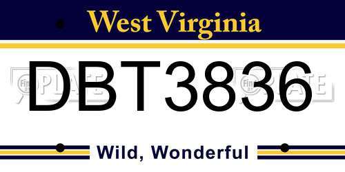 DBT3836 West Virginia License Plate