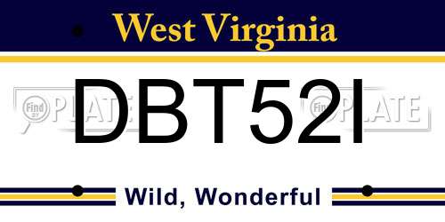DBT52I West Virginia License Plate