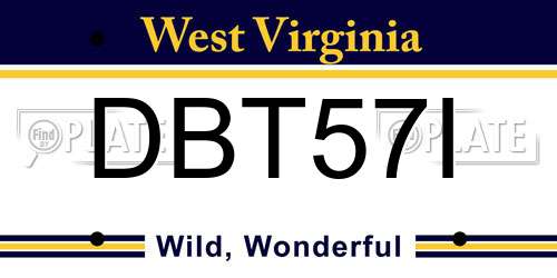 DBT57I West Virginia License Plate