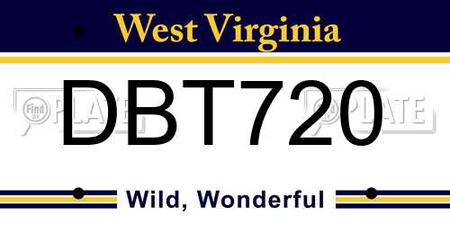 DBT720 West Virginia License Plate
