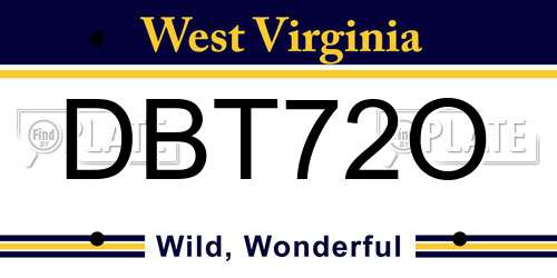DBT72O West Virginia License Plate