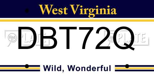 DBT72Q West Virginia License Plate