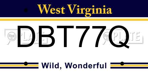 DBT77Q West Virginia License Plate