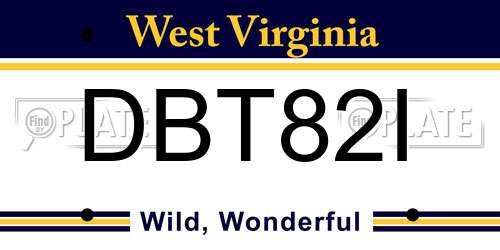 DBT82I West Virginia License Plate