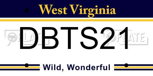 DBTS21 West Virginia License Plate