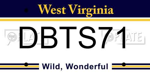 DBTS71 West Virginia License Plate
