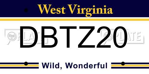 DBTZ20 West Virginia License Plate