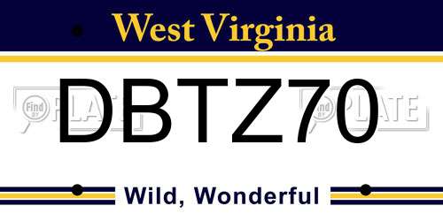 DBTZ70 West Virginia License Plate