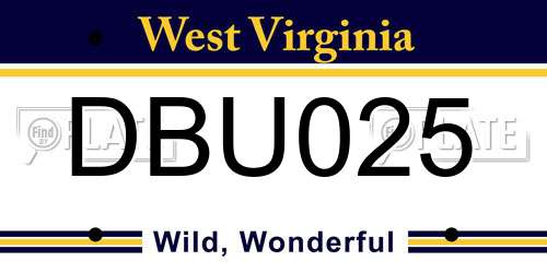 DBU025 West Virginia License Plate