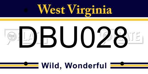 DBU028 West Virginia License Plate