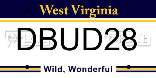 DBUD28 West Virginia License Plate