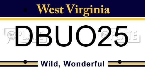 DBUO25 West Virginia License Plate