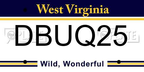 DBUQ25 West Virginia License Plate