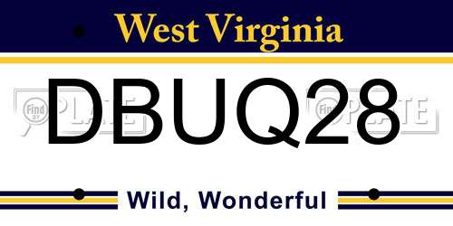 DBUQ28 West Virginia License Plate
