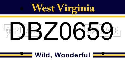DBZ0659 West Virginia License Plate