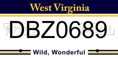 DBZ0689 West Virginia License Plate
