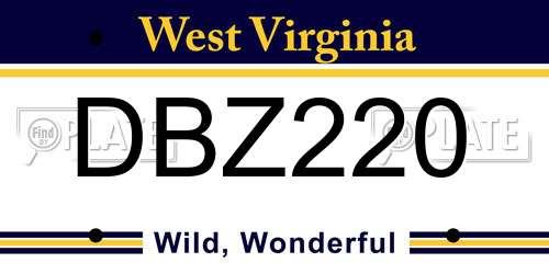 DBZ220 West Virginia License Plate