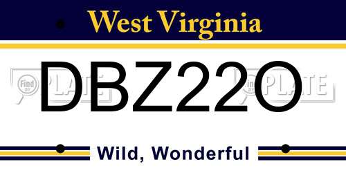 DBZ22O West Virginia License Plate
