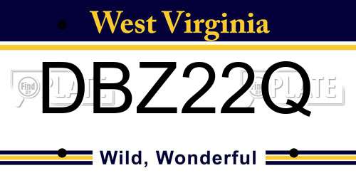 DBZ22Q West Virginia License Plate
