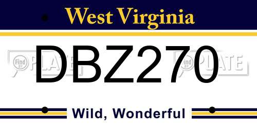 DBZ270 West Virginia License Plate