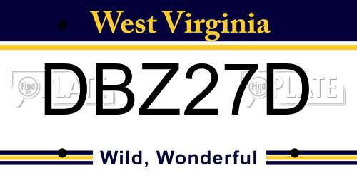 DBZ27D West Virginia License Plate