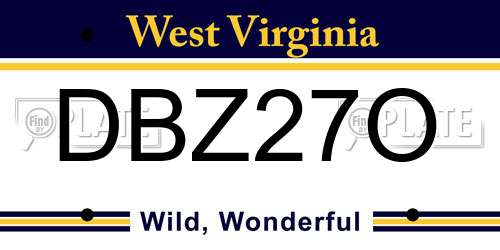 DBZ27O West Virginia License Plate
