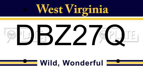 DBZ27Q West Virginia License Plate