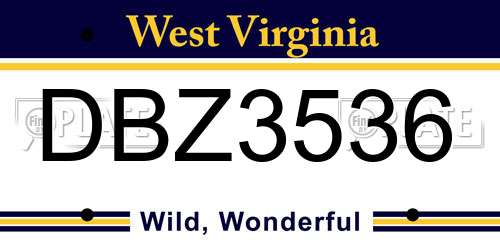 DBZ3536 West Virginia License Plate