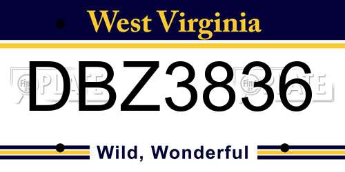 DBZ3836 West Virginia License Plate
