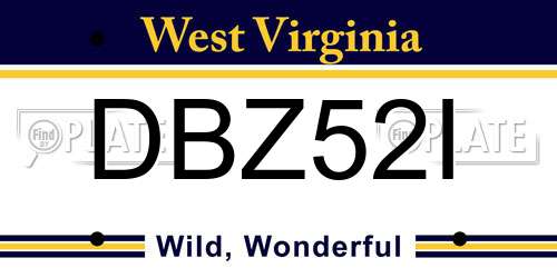 DBZ52I West Virginia License Plate