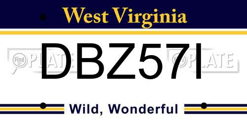 DBZ57I West Virginia License Plate