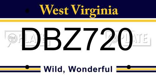 DBZ720 West Virginia License Plate