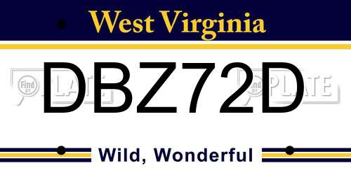 DBZ72D West Virginia License Plate