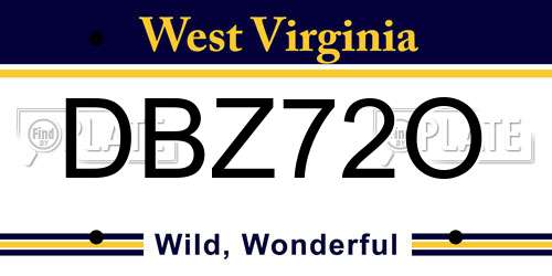 DBZ72O West Virginia License Plate