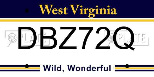 DBZ72Q West Virginia License Plate