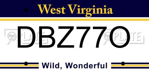 DBZ77O West Virginia License Plate