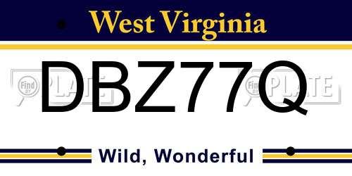DBZ77Q West Virginia License Plate