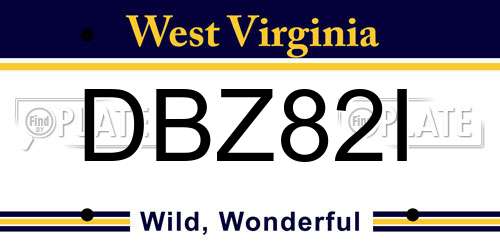 DBZ82I West Virginia License Plate