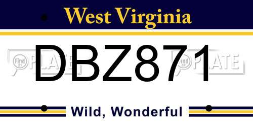 DBZ871 West Virginia License Plate