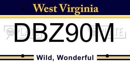 DBZ90M West Virginia License Plate