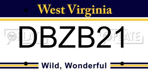 DBZB21 West Virginia License Plate