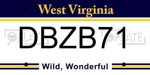 DBZB71 West Virginia License Plate